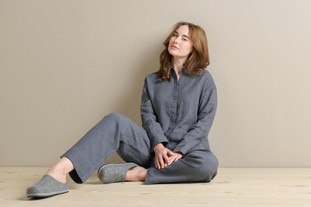 Bedfolk Womens Linen Pyjama Trousers - Ink