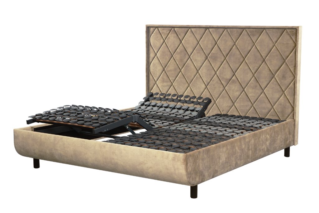 TEMPUR® Arc™ Adjustable Bed with Quilted Headboard Sand
