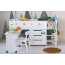 Cubix Children's Mid Sleeper With Chest Of Drawers & Roll Out Desk