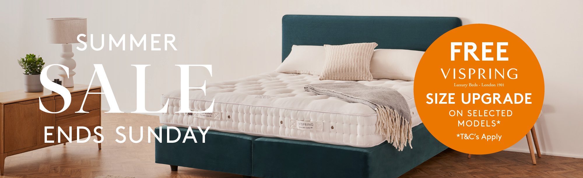 And So To Bed Summer Sale - Free Size Upgrade Plymouth Divan Offer