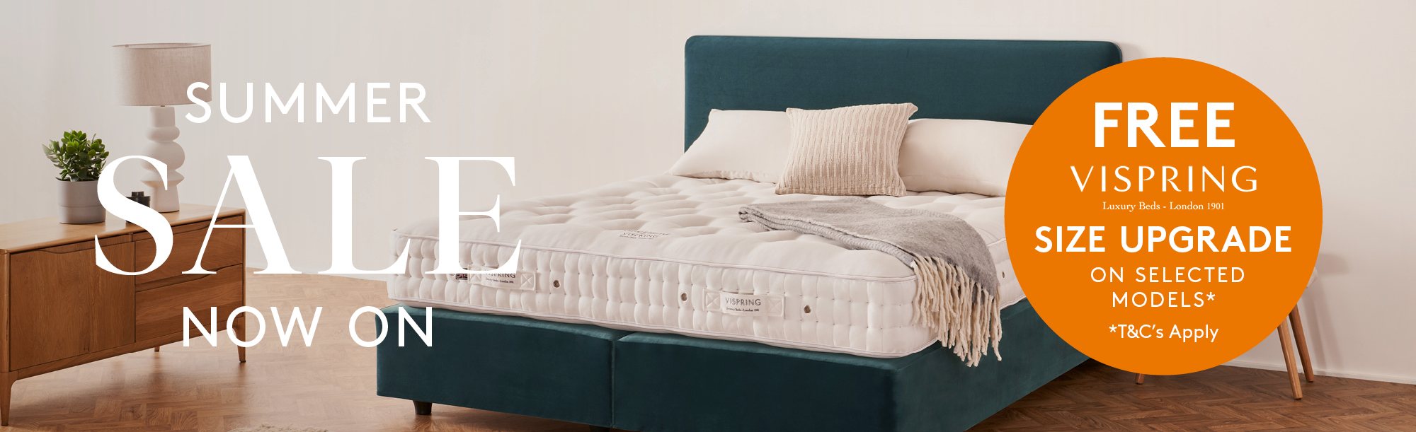 And So To Bed Summer Sale - Free Size Upgrade Plymouth Divan Offer