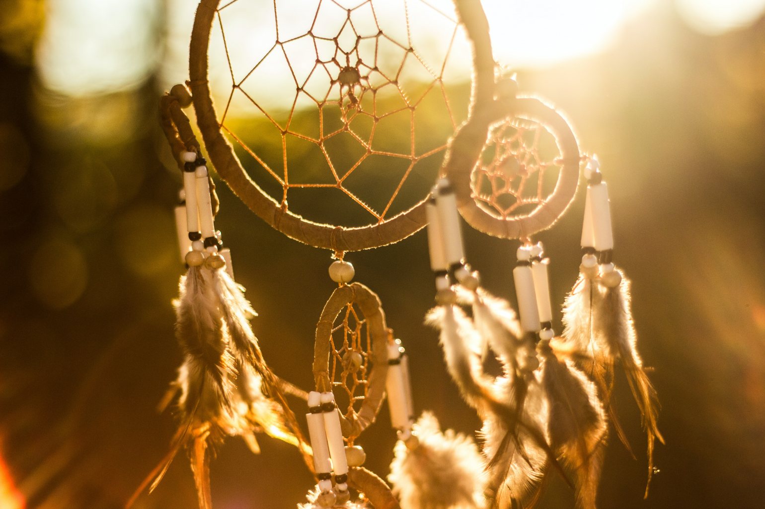 Dreamcatcher in warm morning sunshine