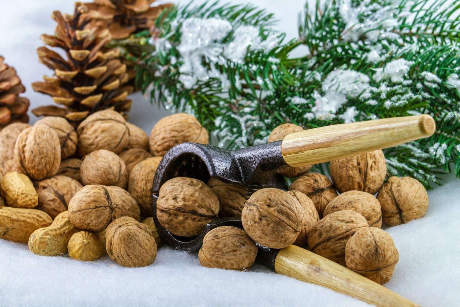 Christmas walnuts and nutcracker