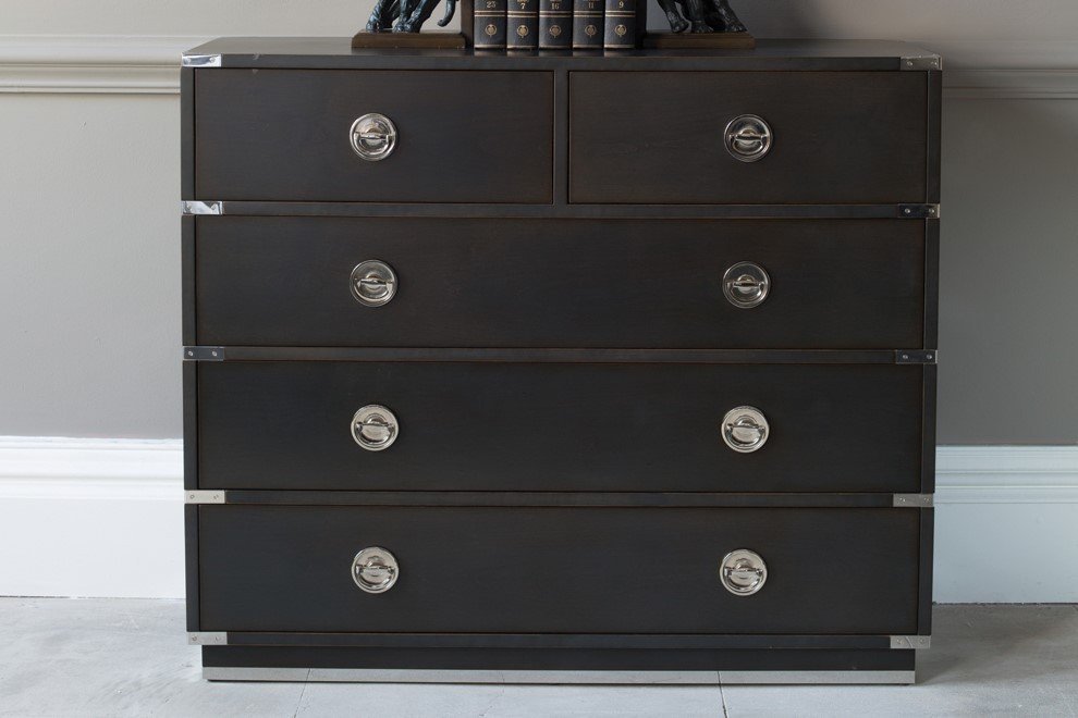 Greenwich Chest Of Drawers Grey Polished Nickel