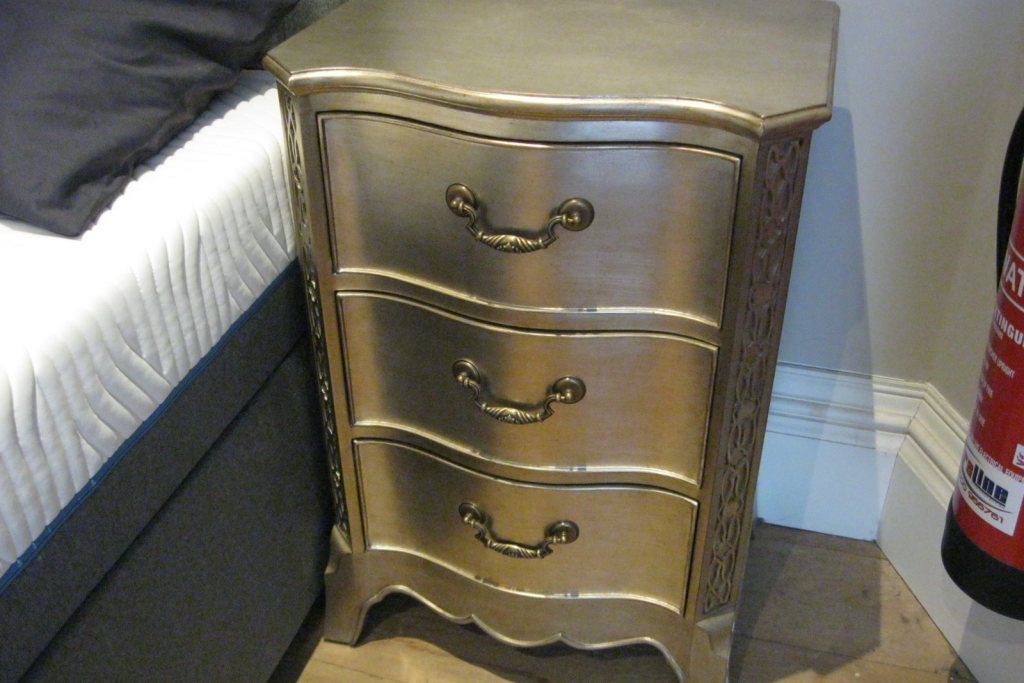 And So To Bed Georgian  3 Drawer bedsides Chest silver leaf -EX DISPLAY