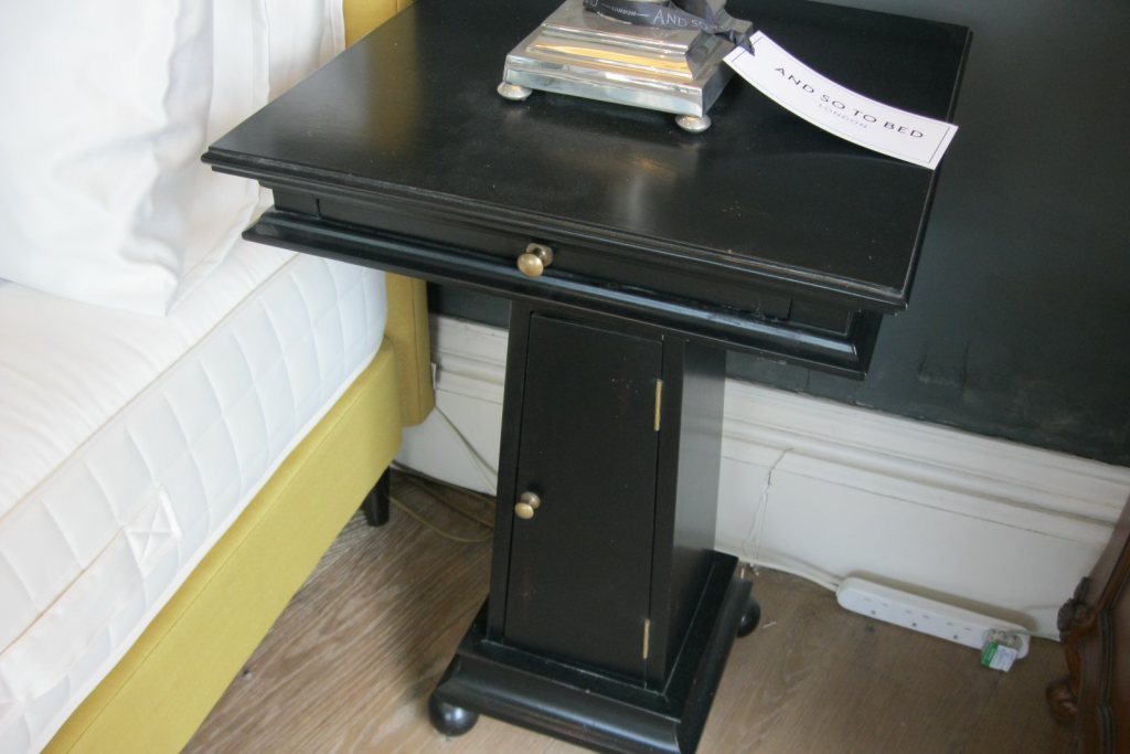 And So To Bed Eclectic Pedestal Table in Ebony - EX DISPLAY