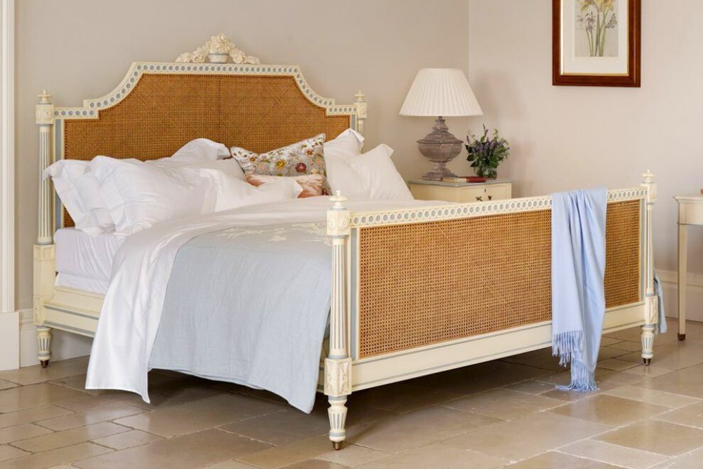 Juliet Painted Caned Bed Double 135 X 190cm 4ft 6inches Astb Slatted Base