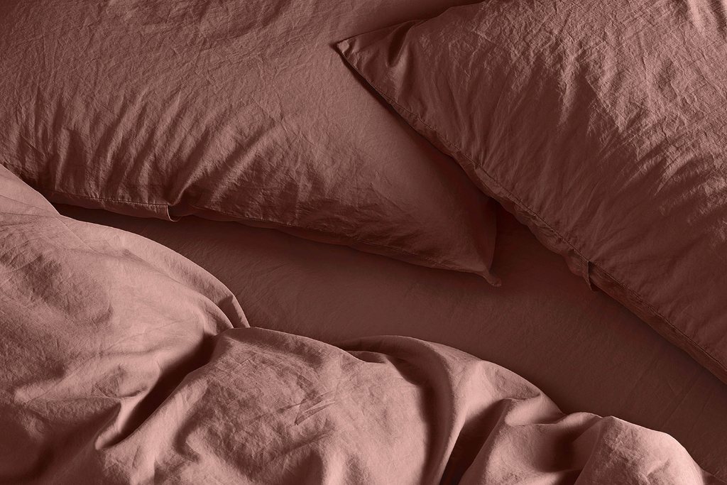 Bedfolk Relaxed Cotton Pillowcase Pair Large 50cm X 90cm Rust