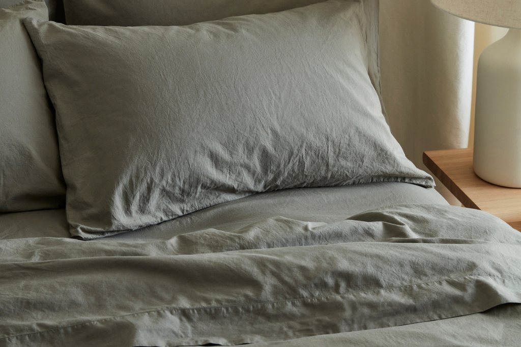 Bedfolk Relaxed Cotton Duvet Cover Single 135 X 200cm 3ft Moss