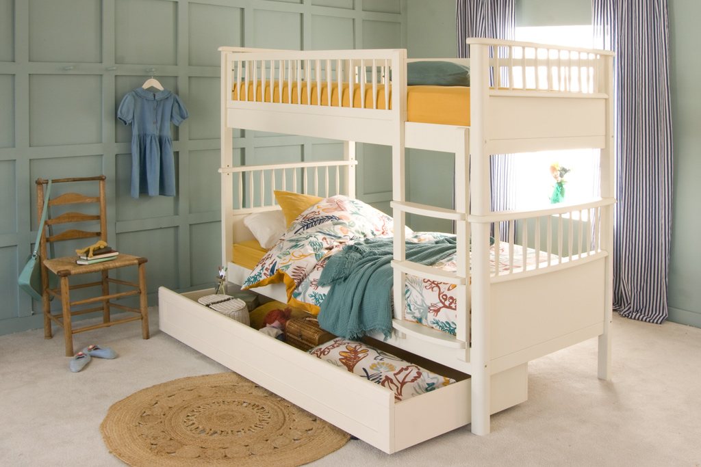 Bowood Children's Bunk Bed With Trundle - Ivory White