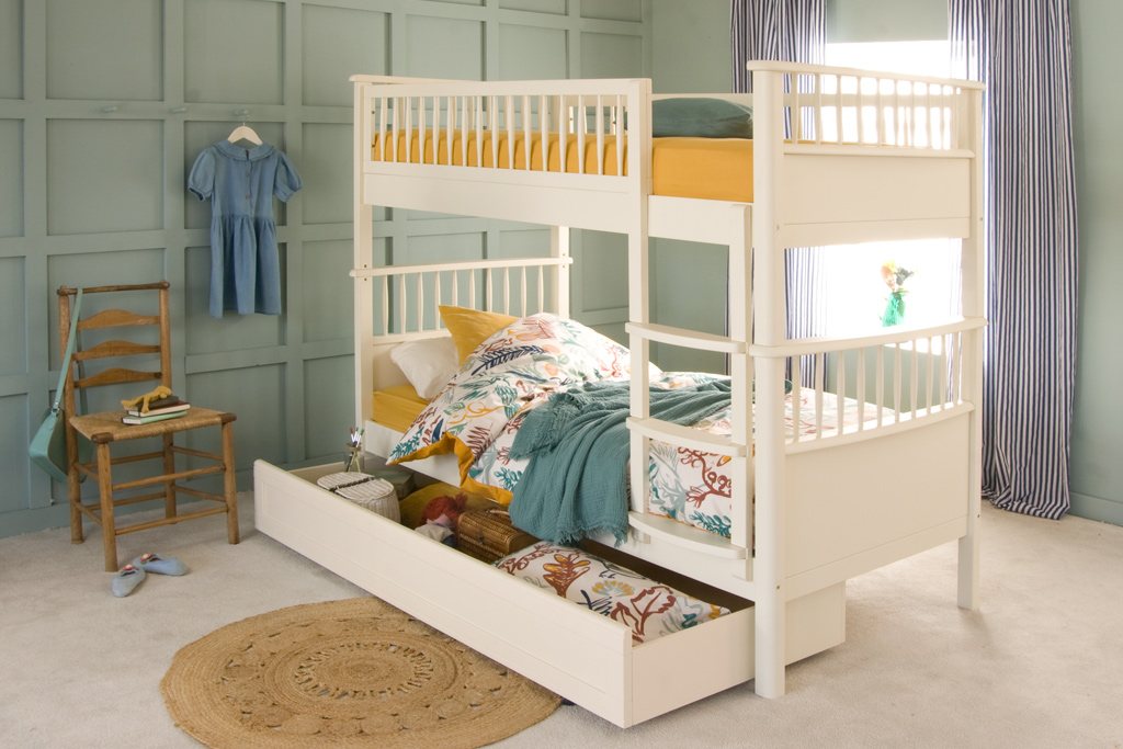 Bowood Childrens Bunk Bed With Trundle Ivory White