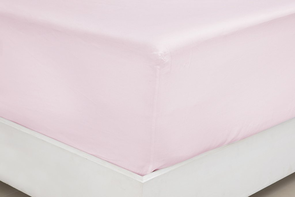 Reed Family Linen Plain Hemmed Fitted Sheet - Blush