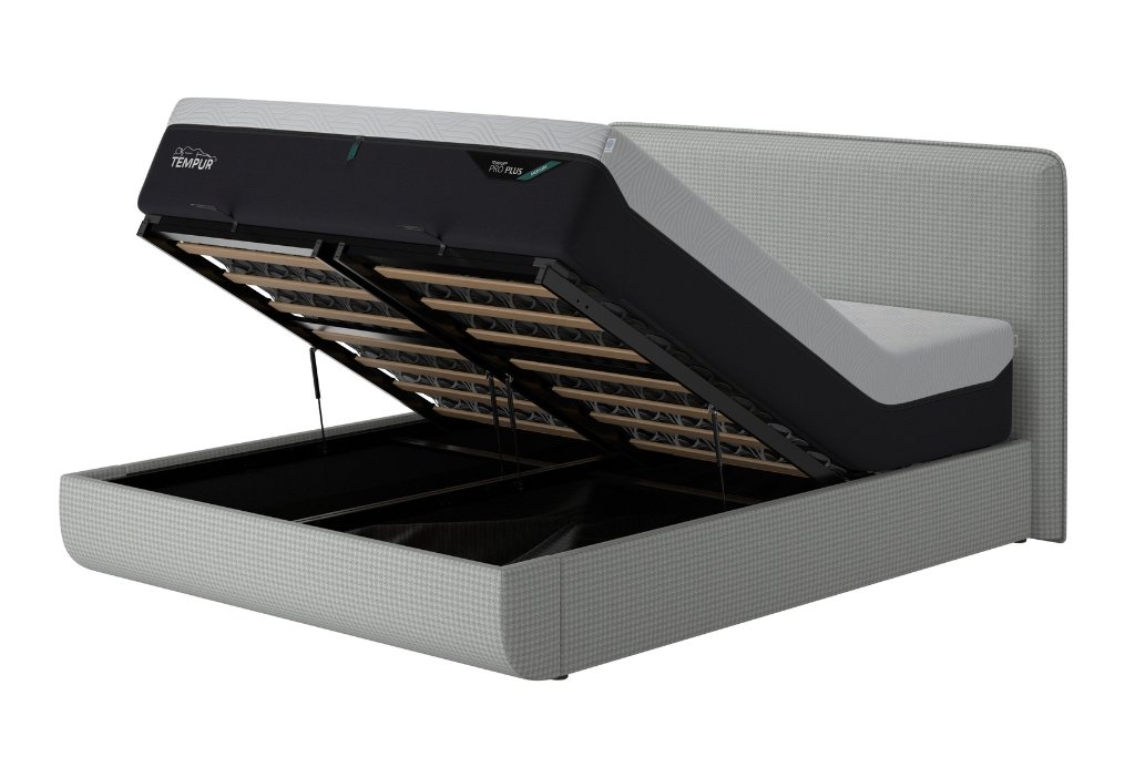 TEMPUR® Arc™ Ottoman Bed with Form Headboard - Pearl