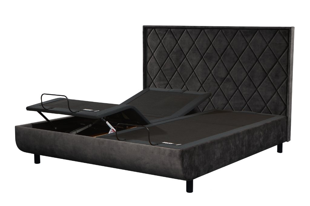 TEMPUR® Arc™ Ergo™ Smart Base with Quilted Headboard Dark Grey