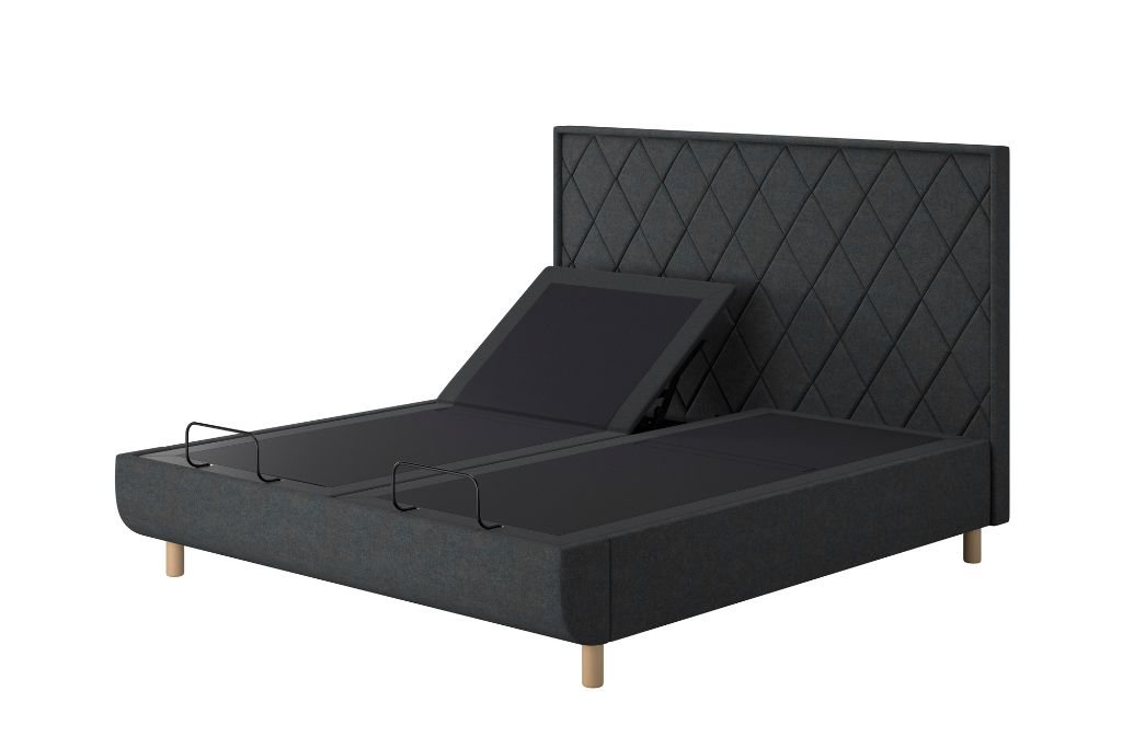 TEMPUR® Arc™ Ergo™ Smart Base with Quilted Headboard - Dark Stone