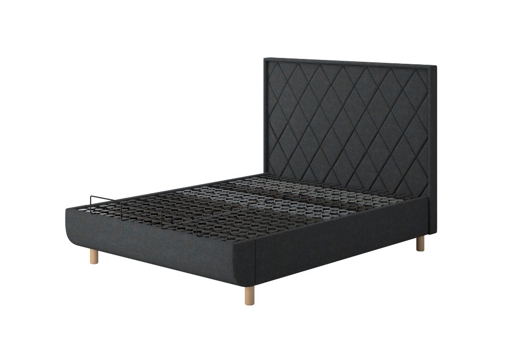 TEMPUR® Arc™ Static Disc Bed with Quilted Headboard - Dark Stone