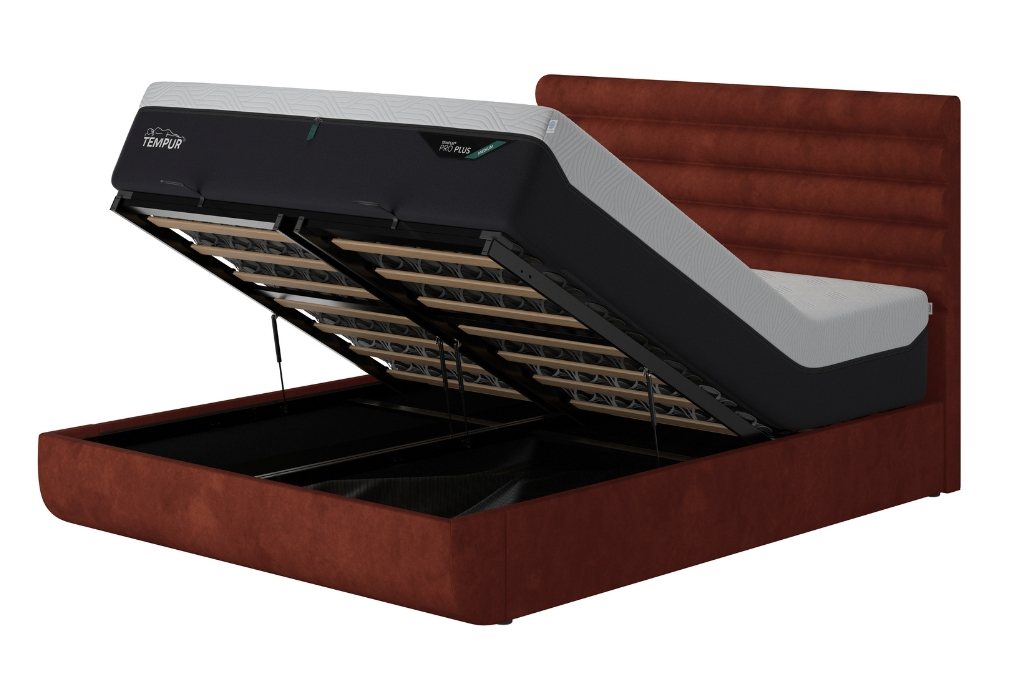 TEMPUR® Arc™ Ottoman Bed with Vectra Headboard - Copper Red