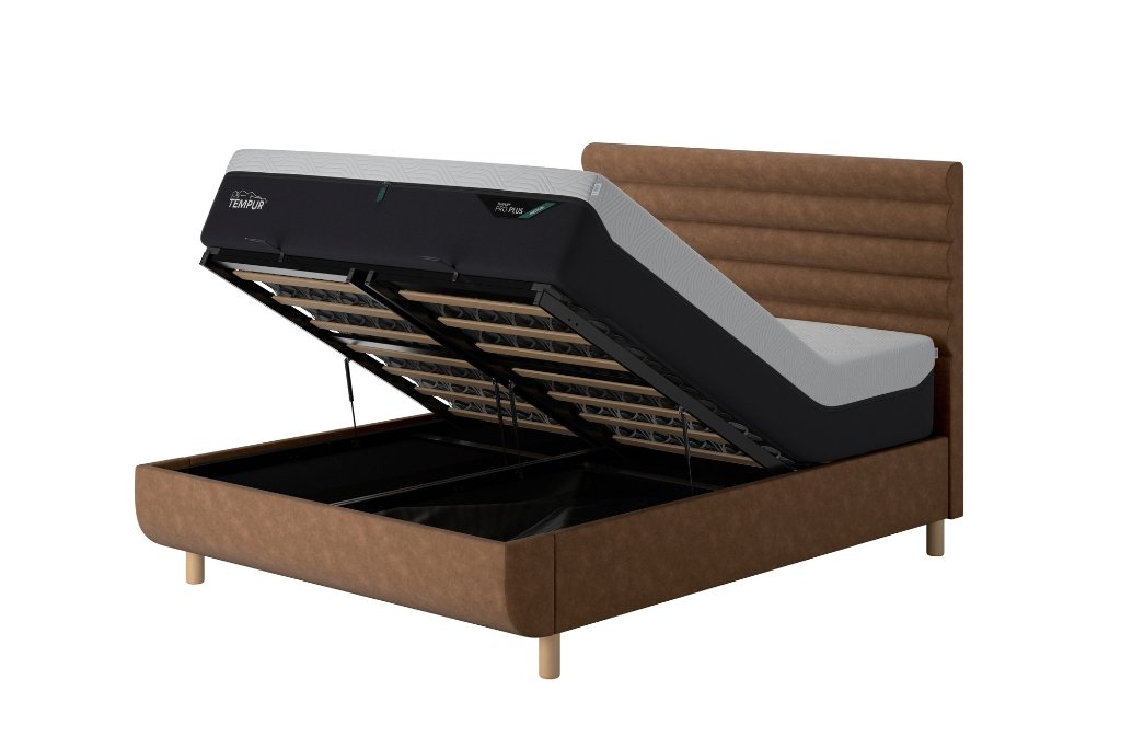 TEMPUR® Arc™ Ottoman Bed with Vectra Headboard - Brown