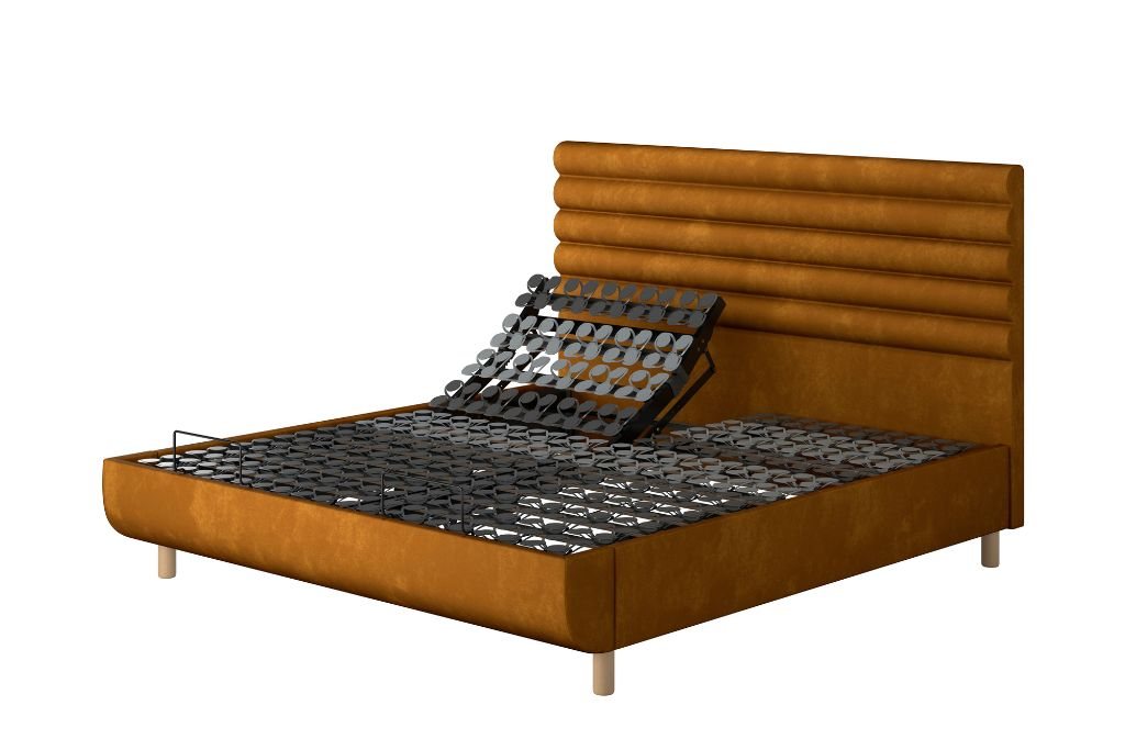 TEMPUR® Arc™ Static Disc Bed with Vectra Headboard - Gold Velvet