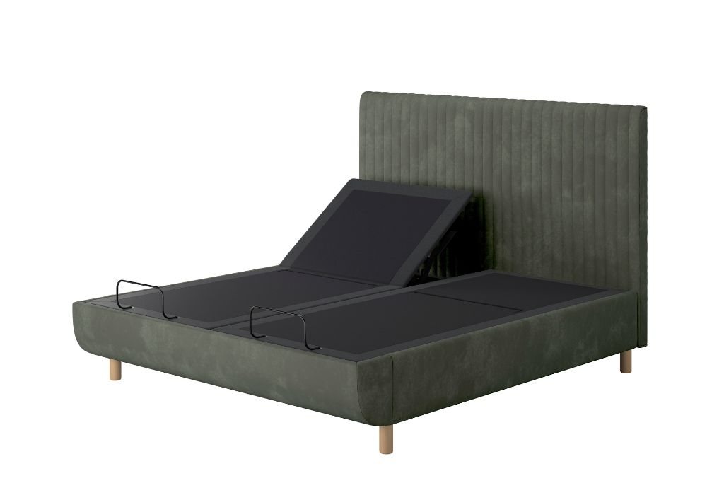 TEMPUR® Arc™ Ergo™ Smart Base with Vertical Headboard - Dark Green Velvet
