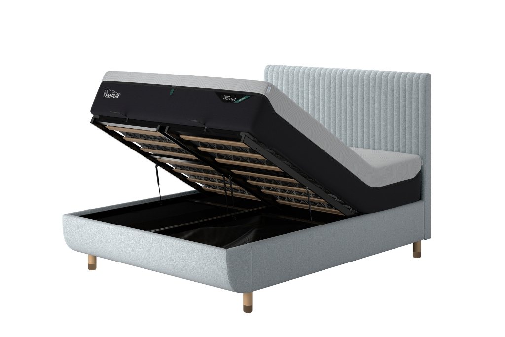 TEMPUR® Arc™ Ottoman Bed with Vertical Headboard - Stone