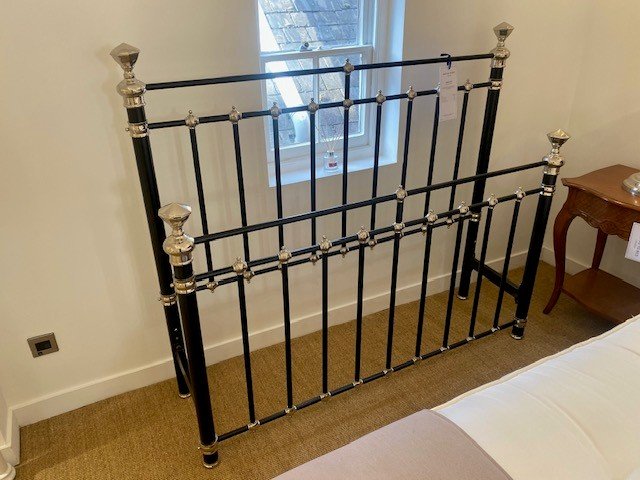 Bronte Polished Nickel & Black Bedstead + Slatts - King Size - Ex Display.