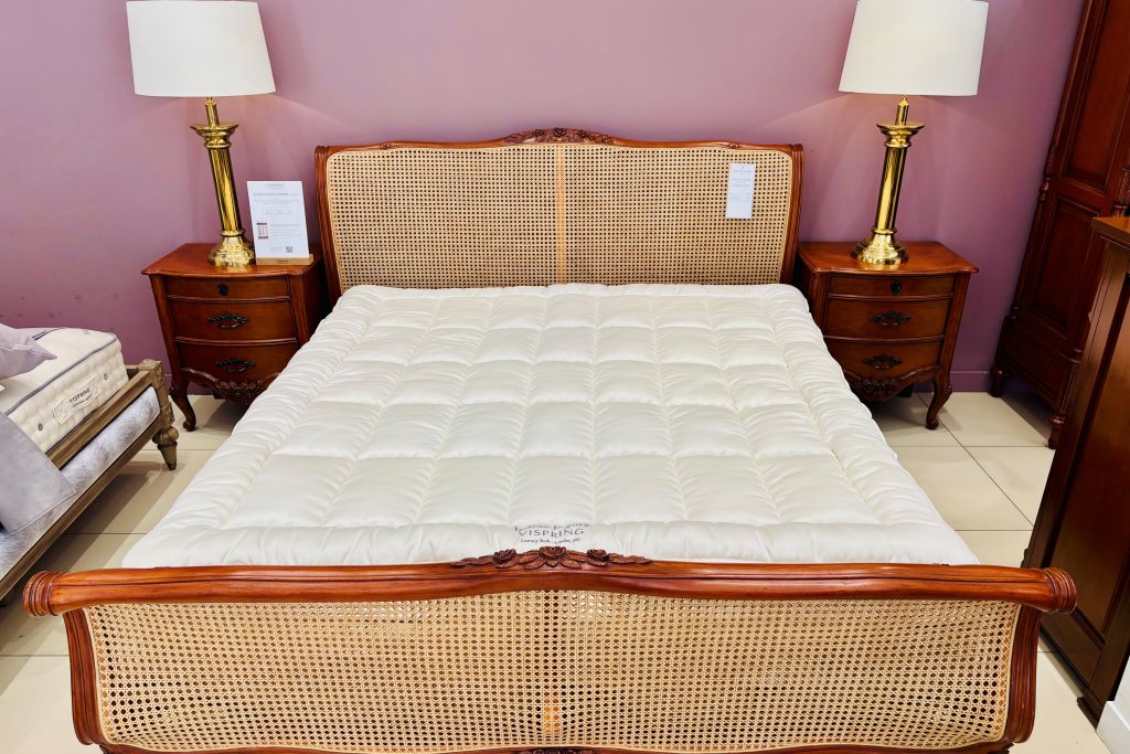 Louis XV Caned Bedstead with Bedstead Supreme and Topper - Ex Display.