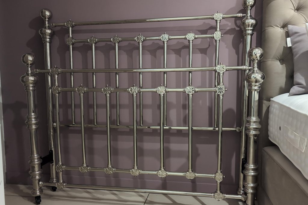 Coriander Nickel Bedstead with Slatted Base - Ex Display