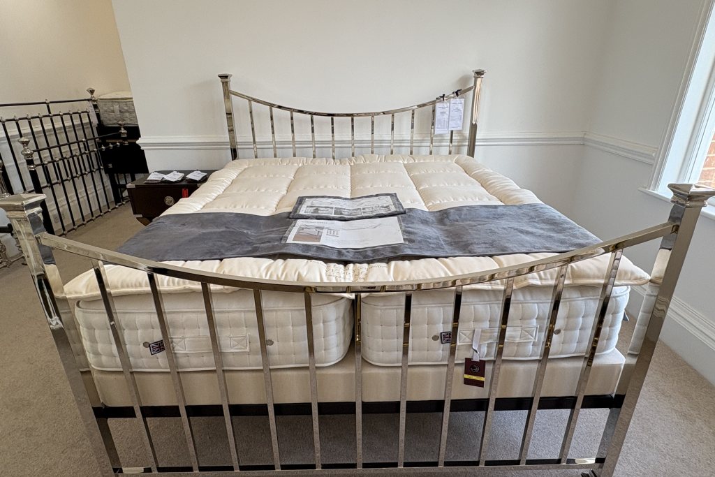 Sage Nickel Bedstead + Platform Bed Base - Superking Size - Ex Display.