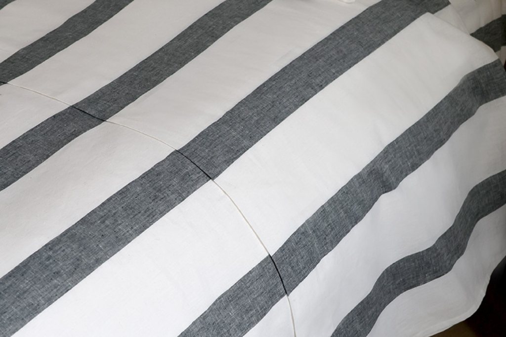 Lennox Flat Sheet - Ebony & White Striped