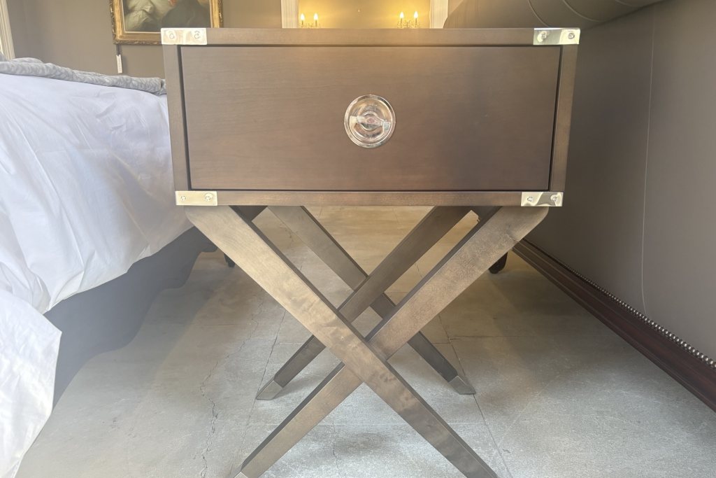 Greenwich 1 Drawer Bedside Chest - Grey/Nickel - Ex Display. COPY