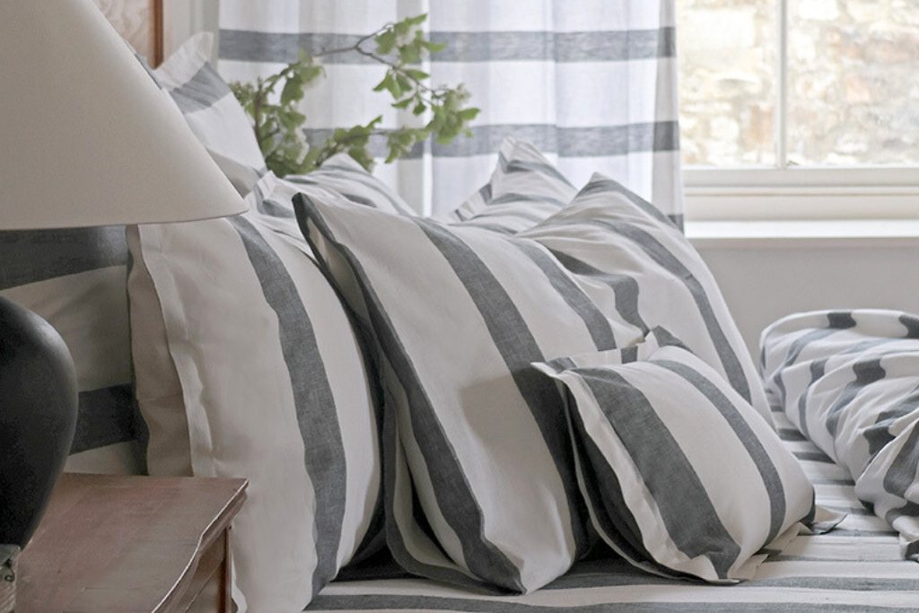 Lennox Stripe Pillowcase Pair - Ebony & White