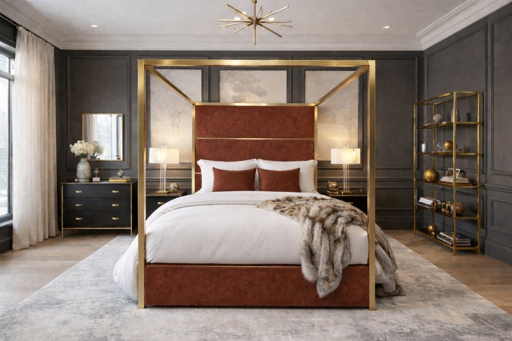 Hoxton Four Poster & Vispring De Luxe Bed Base  - Superking - Ex Display