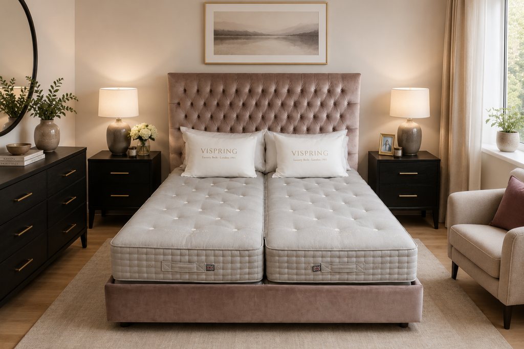 Emilia Grand Bedstead & Vispring Sublime Superb Divan Set - Superking - Ex Display.
