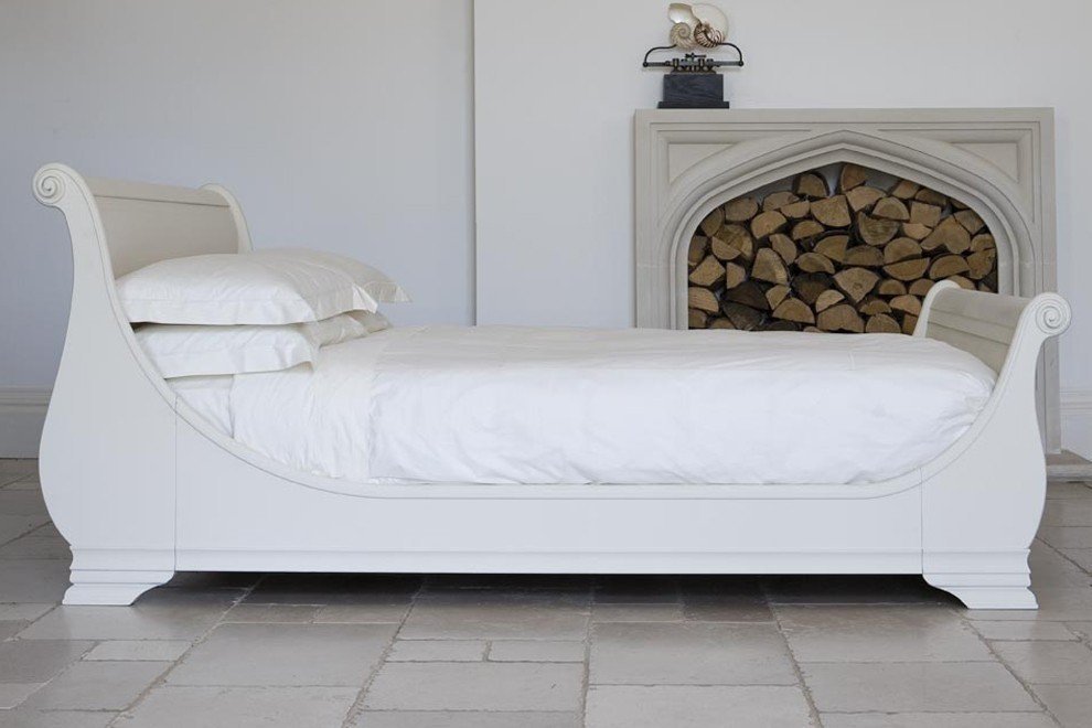 Manoir Painted Bed And So To, White Wooden Sleigh Bed Super King