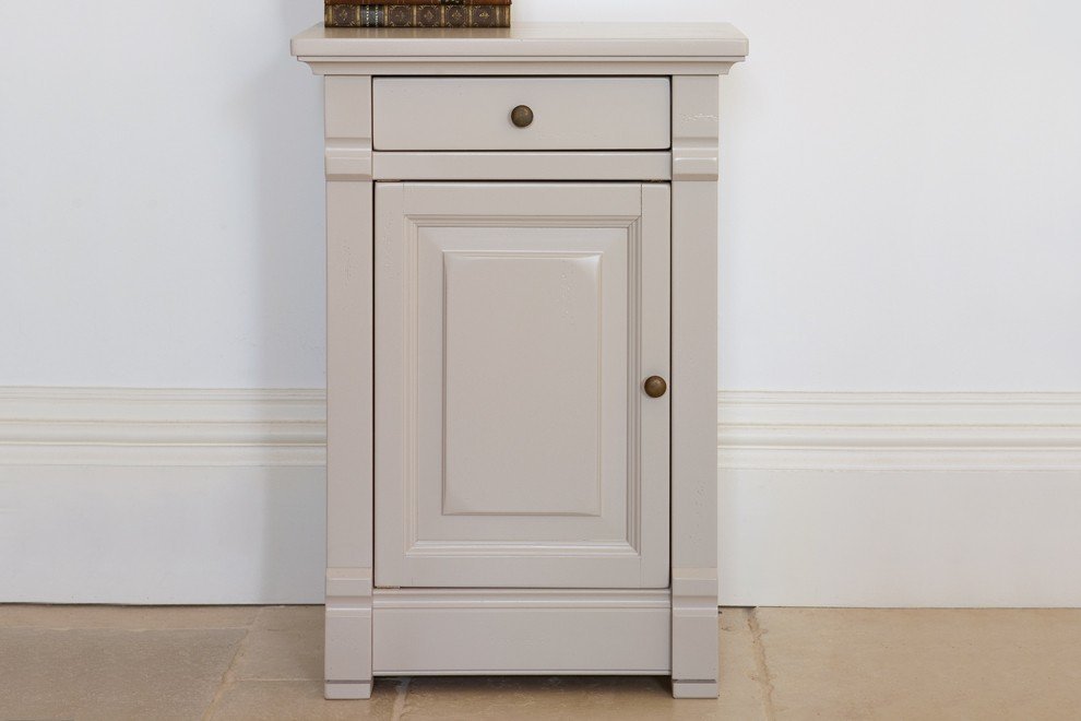 Manoir Painted Bedside Cabinet Left Hand Hinge Brass Handles