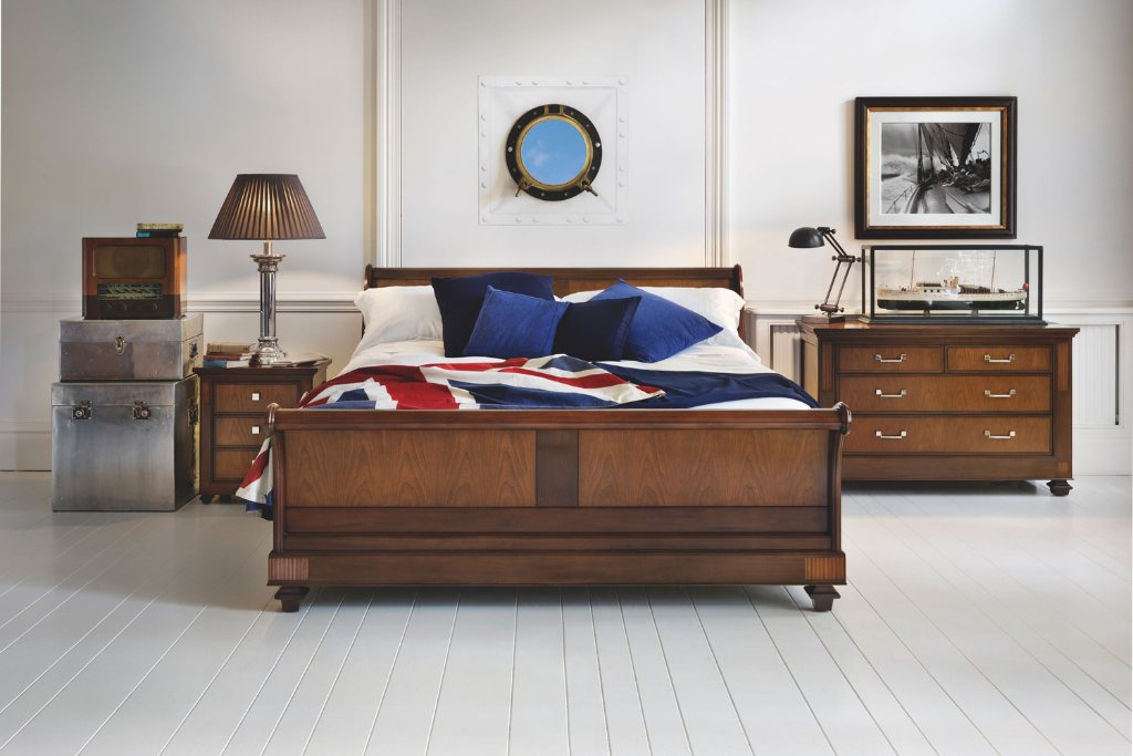 Palais French Sleigh Bed in Walnut Cherry Wood And So To Bed