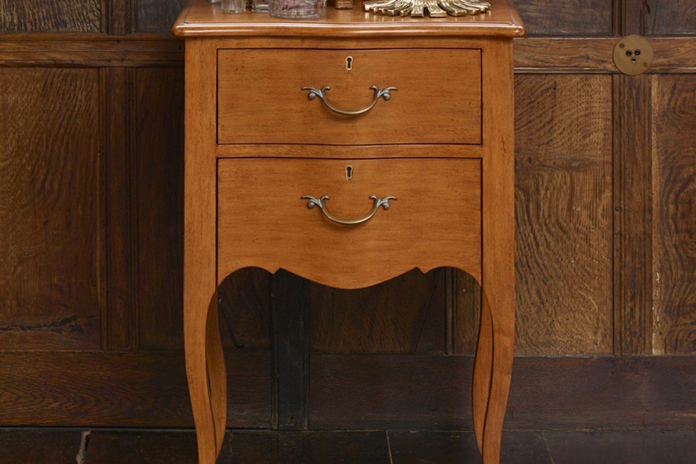 And So To Bed Bombe Bedside Chest  Antique Pecan