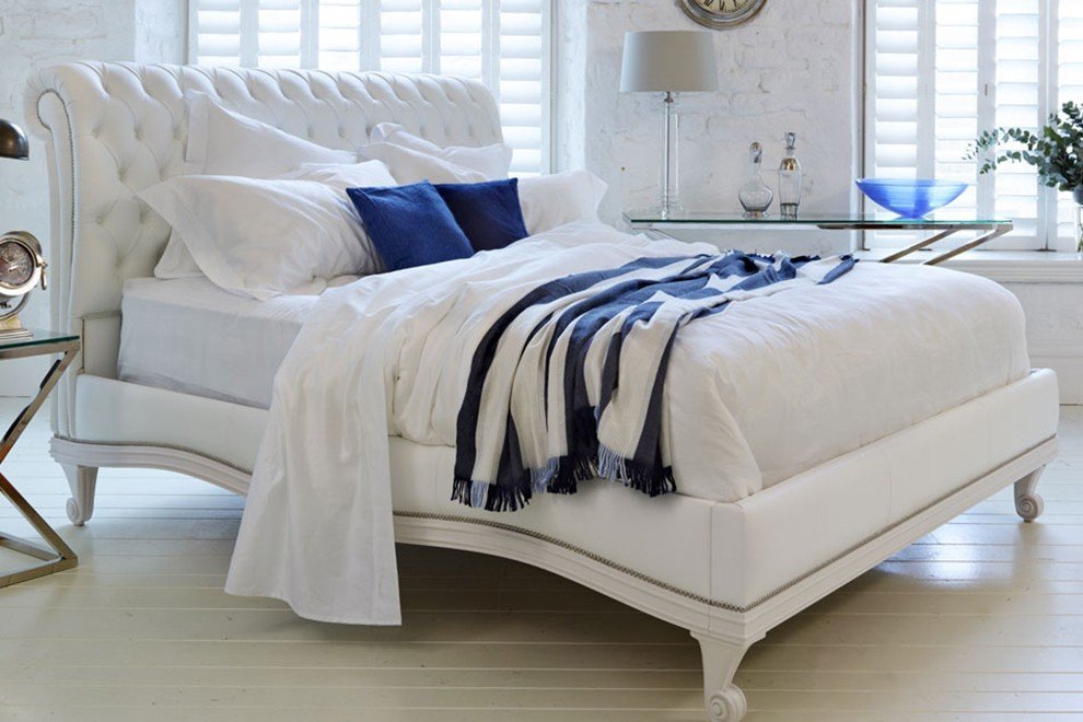 Bonaparte Deep Buttoned Socle Bed White