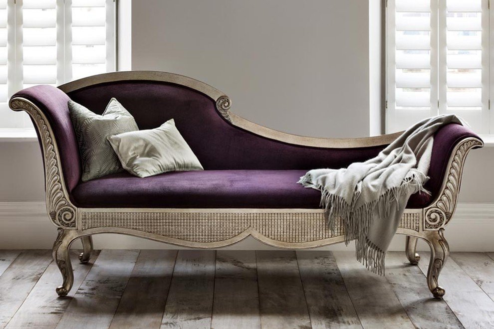 Versailles Leafed Chaise Lounge Sofa In Silver Leaf And So To Bed