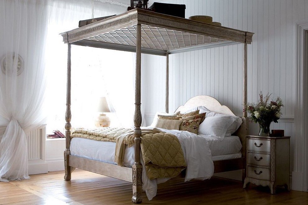 Georgian Leafed Four Poster Bed Super King 180 X 200cm 6ft Astb Slatted Base