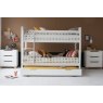 Classic Children's Beech Bunk Bed with Storage & Trundle - Pure White
