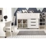 Cubix Children's Mid Sleeper With Chest Of Drawers, Storage Bookcase & Roll Out Desk