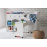 Cubix Children's Mid Sleeper With Chest Of Drawers, Storage Bookcase & Roll Out Desk