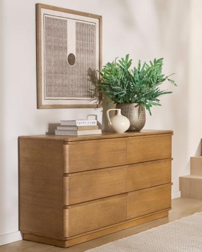 Experience the inherent beauty of the Columbus 6-Drawer Chest. Its warm, brushed oak finish and strai...